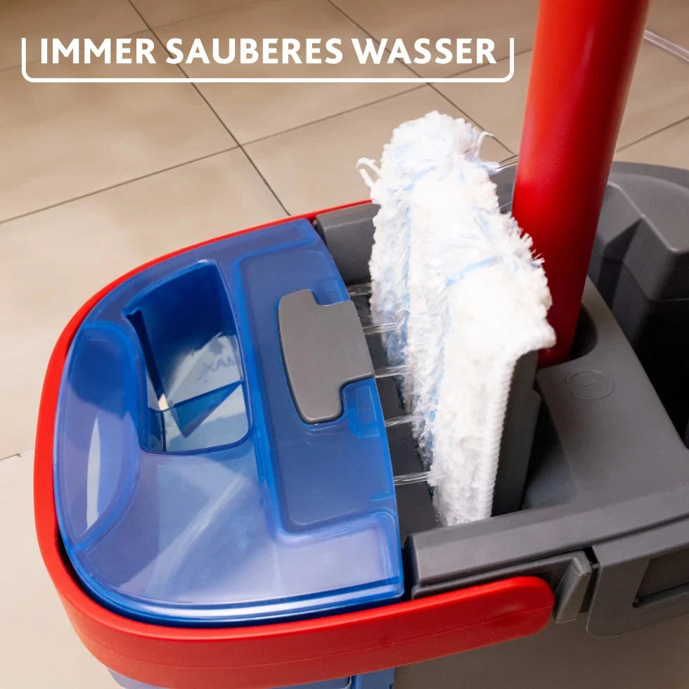 Vileda H2PRO Flat Mop Reinigungsset mit Zweitanksystem und Stiel