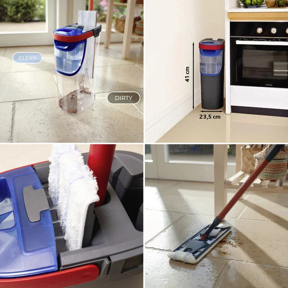 Vileda H2PRO Flat Mop Reinigungsset mit Zweitanksystem und Stiel